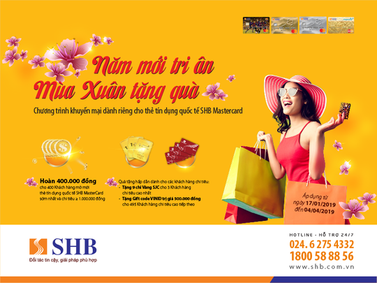 Hoàn tiền và nhận vàng SJC khi chi tiêu bằng thẻ tín dụng SHB MasterCard - Ảnh 1.