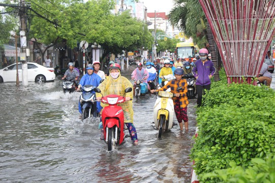 Sau cơn mưa trắng trời, CSGT Bạc Liêu giúp dân di chuyển trong biển nước  - Ảnh 8.