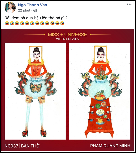 Chết cười với trang phục bàn thờ thiết kế cho thí sinh Hoa hậu Hoàn vũ - Ảnh 2.