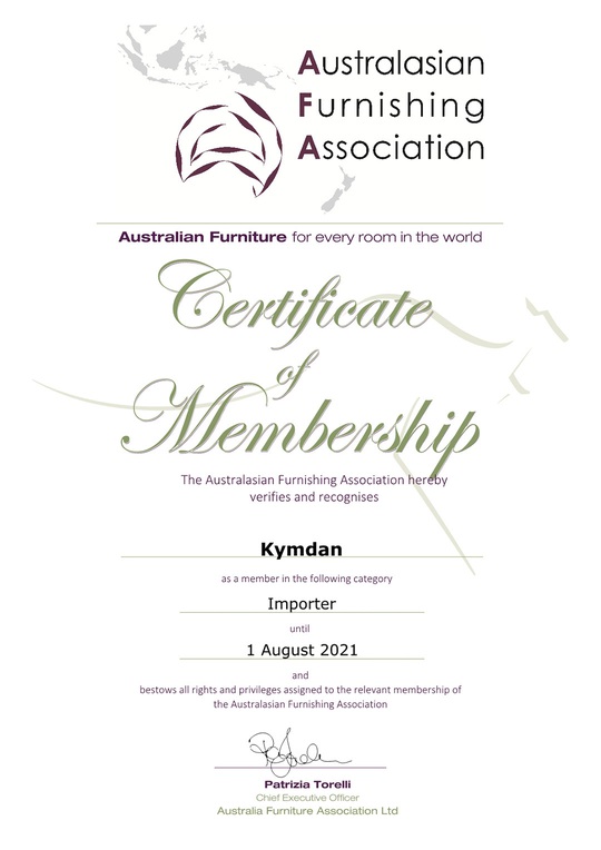Chứng nhận KYMDAN là thành viên Hiệp hội Ngành Hàng Nội Thất Australia