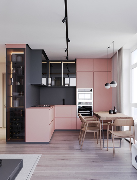 Những căn bếp mang tông màu hồng đầy cảm hứng - Ảnh 2.