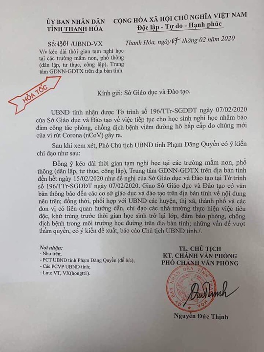 Bình Định, Thanh Hóa: Tiếp tục cho học sinh nghỉ học thêm 1 tuần - Ảnh 1.