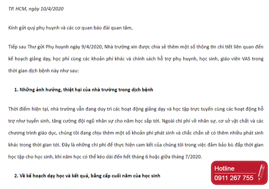 Phụ huynh sốc vì trường giữ mức học phí cả trăm triệu khi học trực tuyến - Ảnh 1.