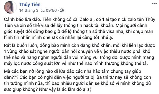 Nghệ sĩ liên tục cảnh báo vì bị giả mạo tài khoản lừa đảo tiền từ thiện - Ảnh 2.