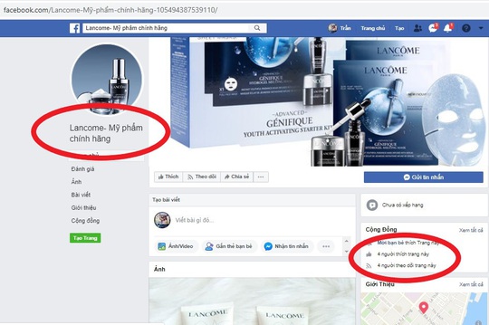 Hàng loạt trang Fanpage và website giả mạo Lancôme Việt Nam - Ảnh 2.