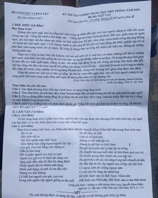 Đề môn ngữ văn đơn giản, điểm sẽ cao - Ảnh 1.