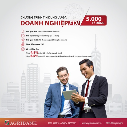 Agribank dành 5.000 tỉ đồng cho vay ưu đãi khách hàng doanh nghiệp FDI - Ảnh 1.