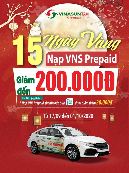 Vinasun Taxi khuyến mãi “15 ngày vàng – Nạp VNS Prepaid giảm đến 200.000 đồng” - Ảnh 1.