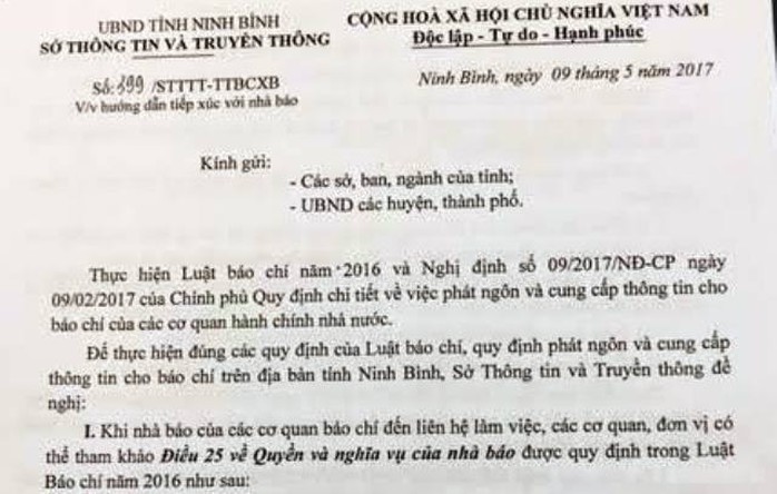 Ninh Bình thay thế văn bản chỉ làm việc với người có Thẻ nhà báo - Ảnh 1.
