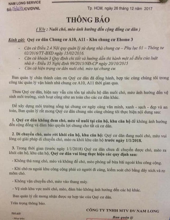 Lý giải chuyện cấm nuôi chó, mèo ở chung cư Sài Gòn - Ảnh 3.