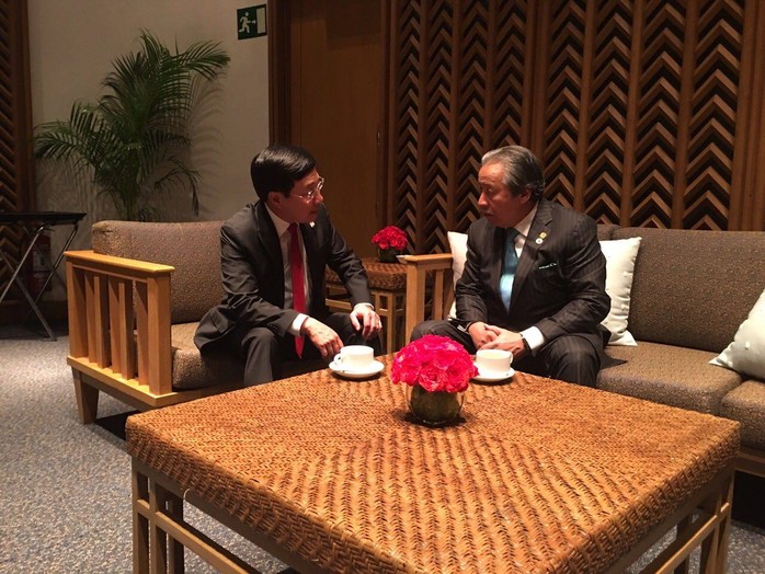 Phó Thủ tướng, Bộ trưởng Ngoại giao Phạm Bình Minh gặp song phương với Bộ trưởng Ngoại giao Malaysia Anifa Aman