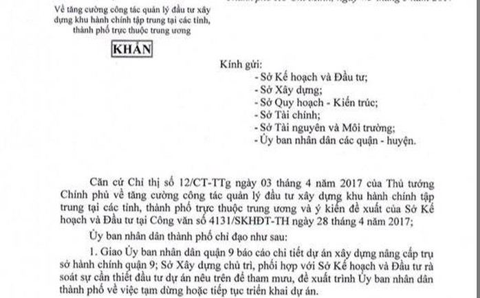 Quận 9 bị buộc giải trình việc xây dựng trụ sở - Ảnh 1.