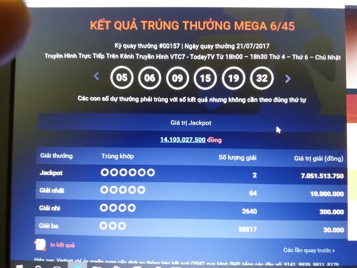 Vietlott 132 tỉ chưa lãnh, lại có người trúng 14 tỉ đồng - Ảnh 1. Vietlott 132 tỉ chưa lãnh, lại có người trúng 14 tỉ đồng - Ảnh 1.
