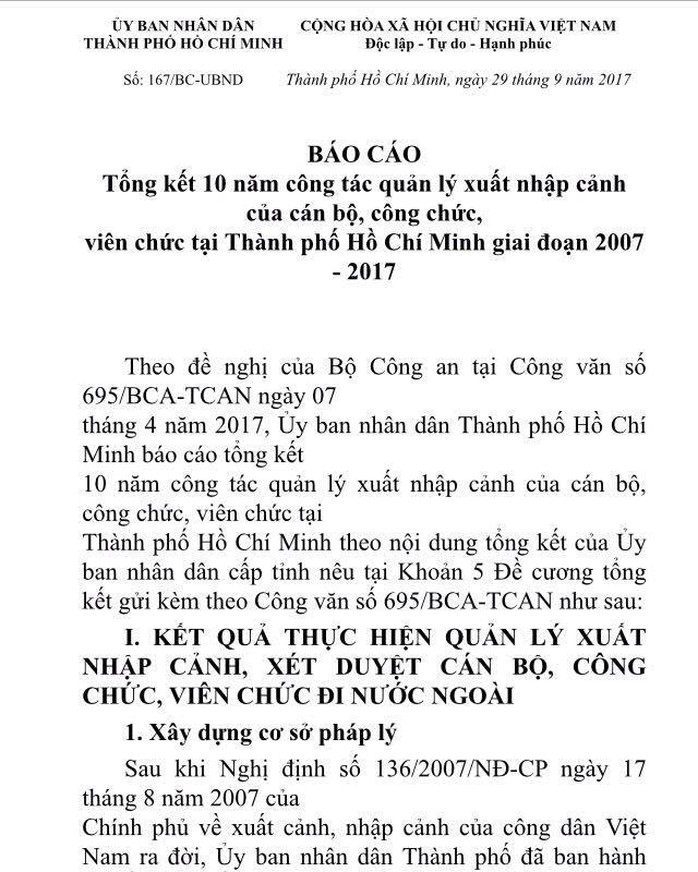 TP HCM báo cáo việc cán bộ đi nước ngoài - Ảnh 1.