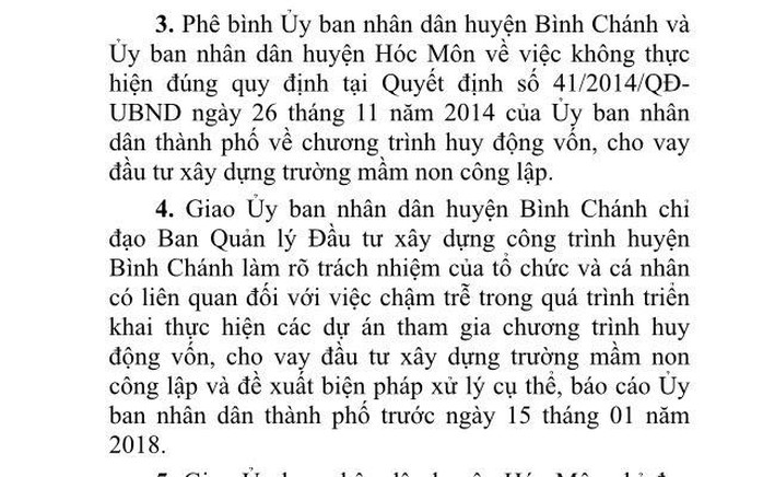 Bình Chánh, Hóc Môn bị phê bình liên quan xây trường mầm non - Ảnh 1.