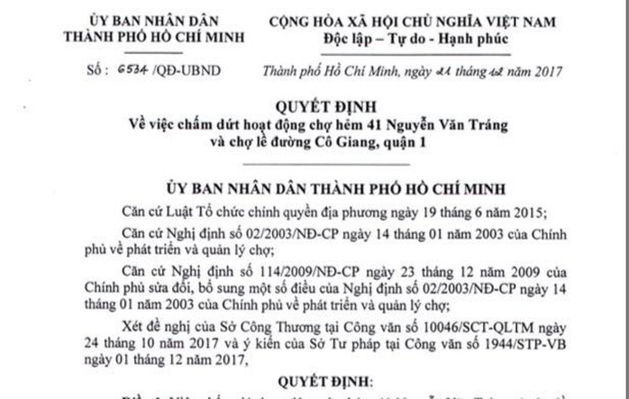 TP HCM xóa hai chợ ở quận 1 - Ảnh 1.