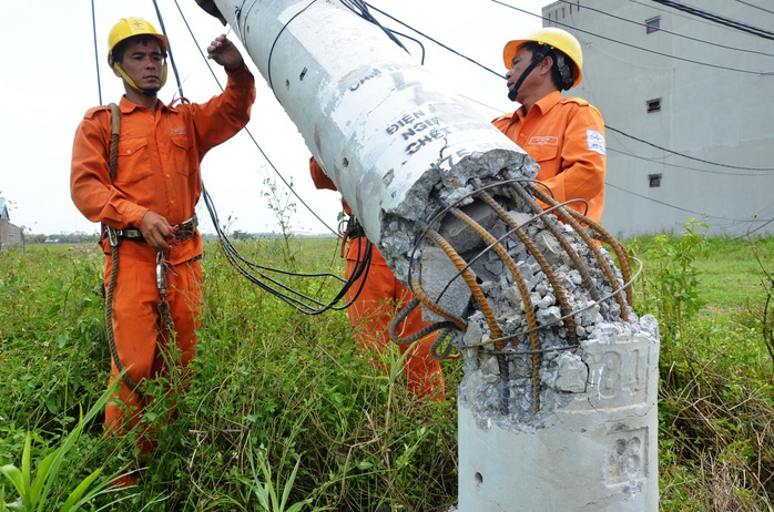 Nỗ lực “giải cứu” 2.600 trụ điện trung thế bị bão quật ngã ở Quảng Bình - Ảnh 3.