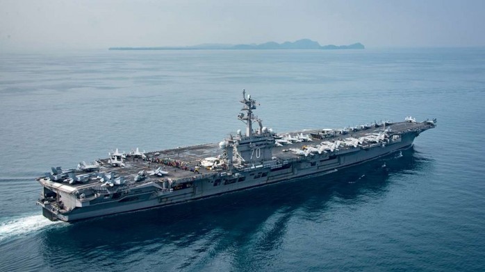 
Bức ảnh mới nhất về tàu sân bay Mỹ USS Carl Vinson. Ảnh: SCMP
