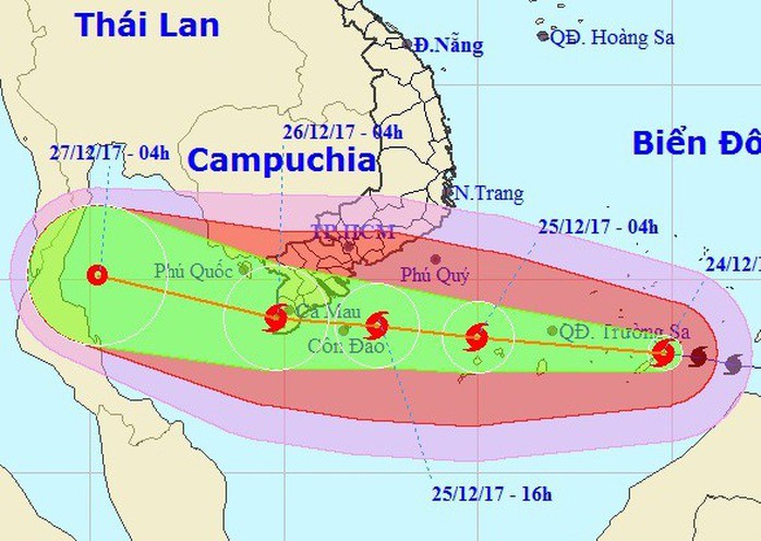 Bão số 16 mạnh lên, di chuyển nhanh trực chỉ Nam Bộ - Ảnh 1.