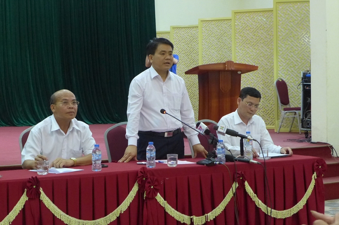 Chủ tịch UBND TP Hà Nội Nguyễn Đức Chung tại buổi gặp gỡ với đại diện chính quyền xã Đồng Tâm