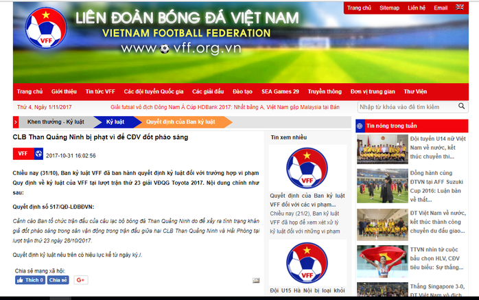 
Thông báo kỷ luật của Ban kỷ luật VFF không nhắc một dòng nào về trường hợp phi thể thao của Olaha
