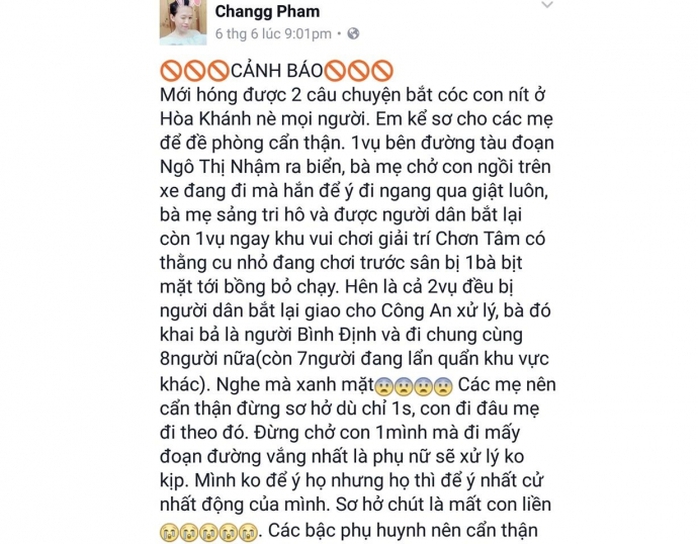 Triệu tập 2 phụ nữ đăng tin bắt cóc trên facebook để dễ bán hàng trực tuyến - Ảnh 1.