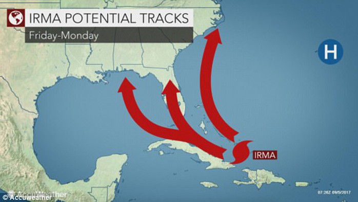 Siêu bão Irma lên cấp 5, hướng về Mỹ - Ảnh 1.