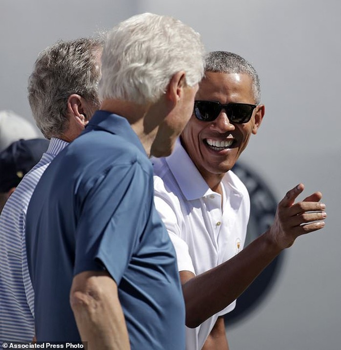 Ba cựu tổng thống Obama, Bush và Clinton gây sốt tại Presidents Cup - Ảnh 3.