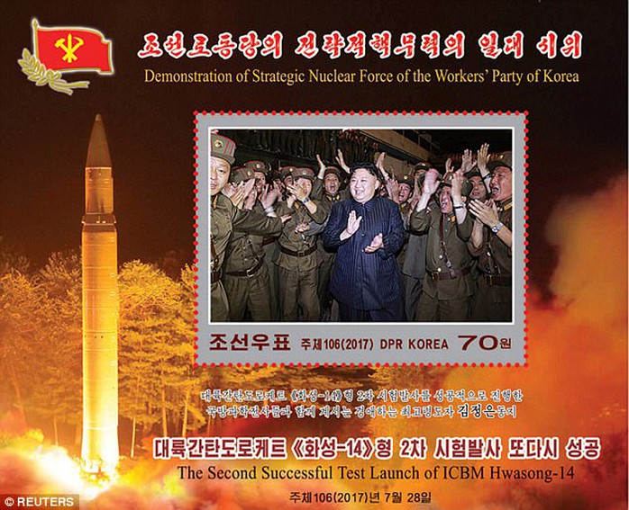 Bộ tem dày đặc tên lửa của Triều Tiên - Ảnh 3.