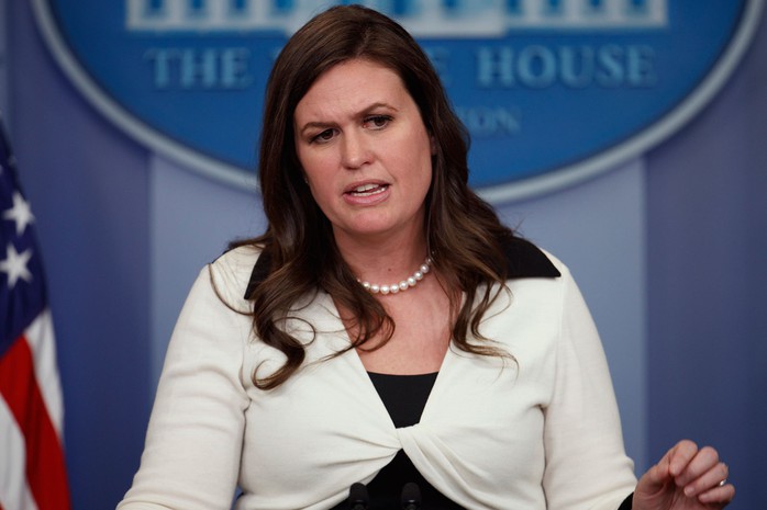 
Phát ngôn viên Nhà Trắng Sarah Sanders. Ảnh: AP
