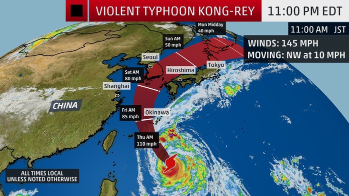 Trami vừa đi, thêm siêu bão Kong-rey trực chỉ Nhật Bản - Ảnh 1.