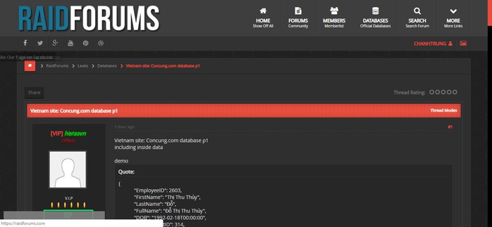 Lộ dữ liệu cá nhân hàng ngàn nhân viên Con Cưng trên mạng? - Ảnh 1.