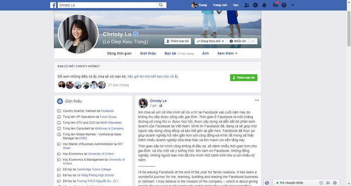 Bà Lê Diệp Kiều Trang rời Facebook Việt Nam - Ảnh 1.