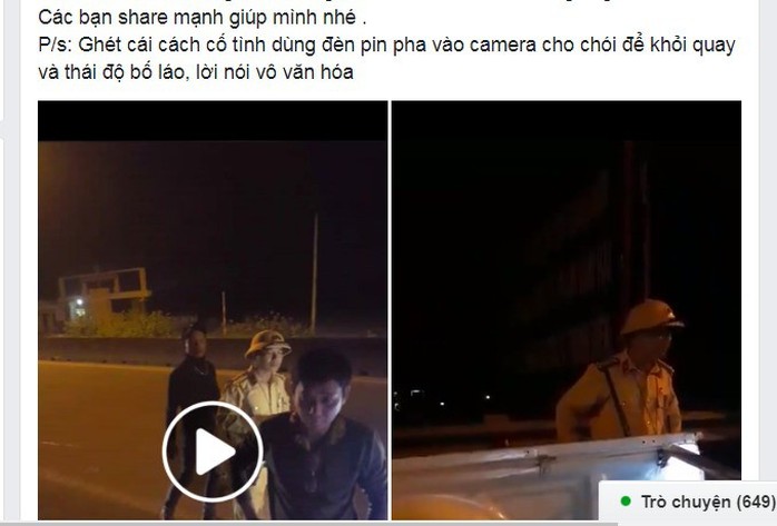 CSGT vung tay, rọi đèn pin vào mặt người quay phim phải làm báo cáo - Ảnh 4.