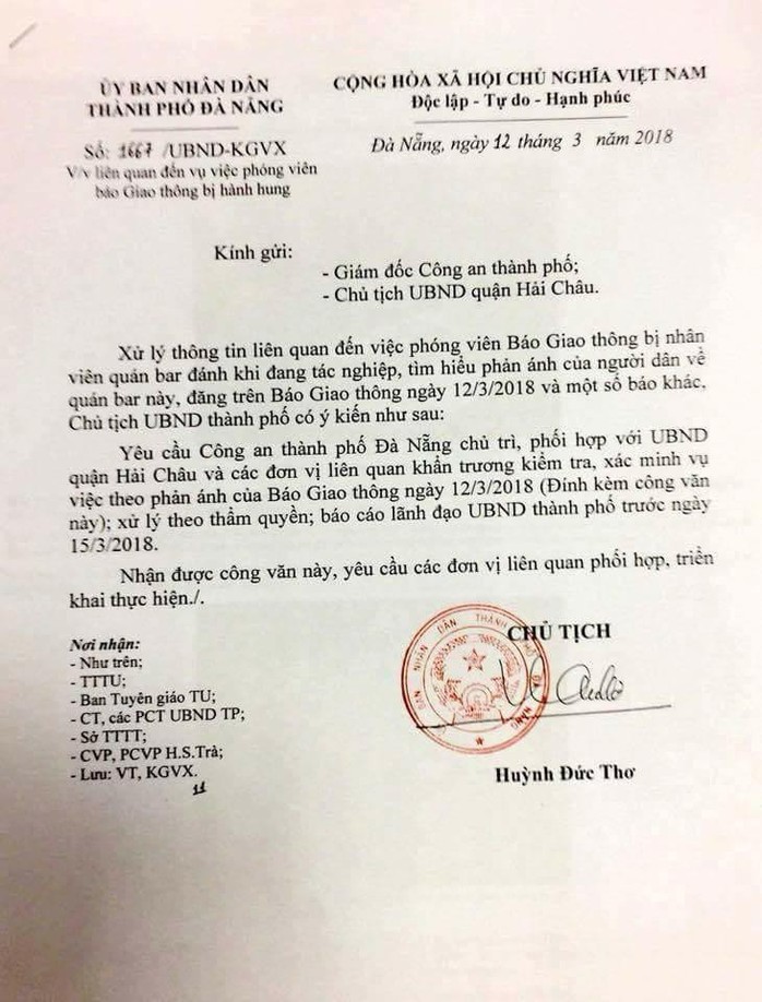  Chủ tịch Đà Nẵng yêu cầu công an xác minh việc phóng viên bị hành hung - Ảnh 1.