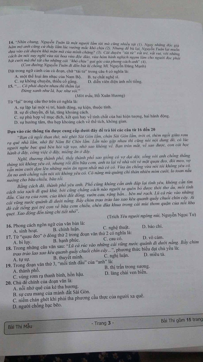 ĐHQG TP HCM công bố đề thi mẫu kỳ thi đánh giá năng lực - Ảnh 3.