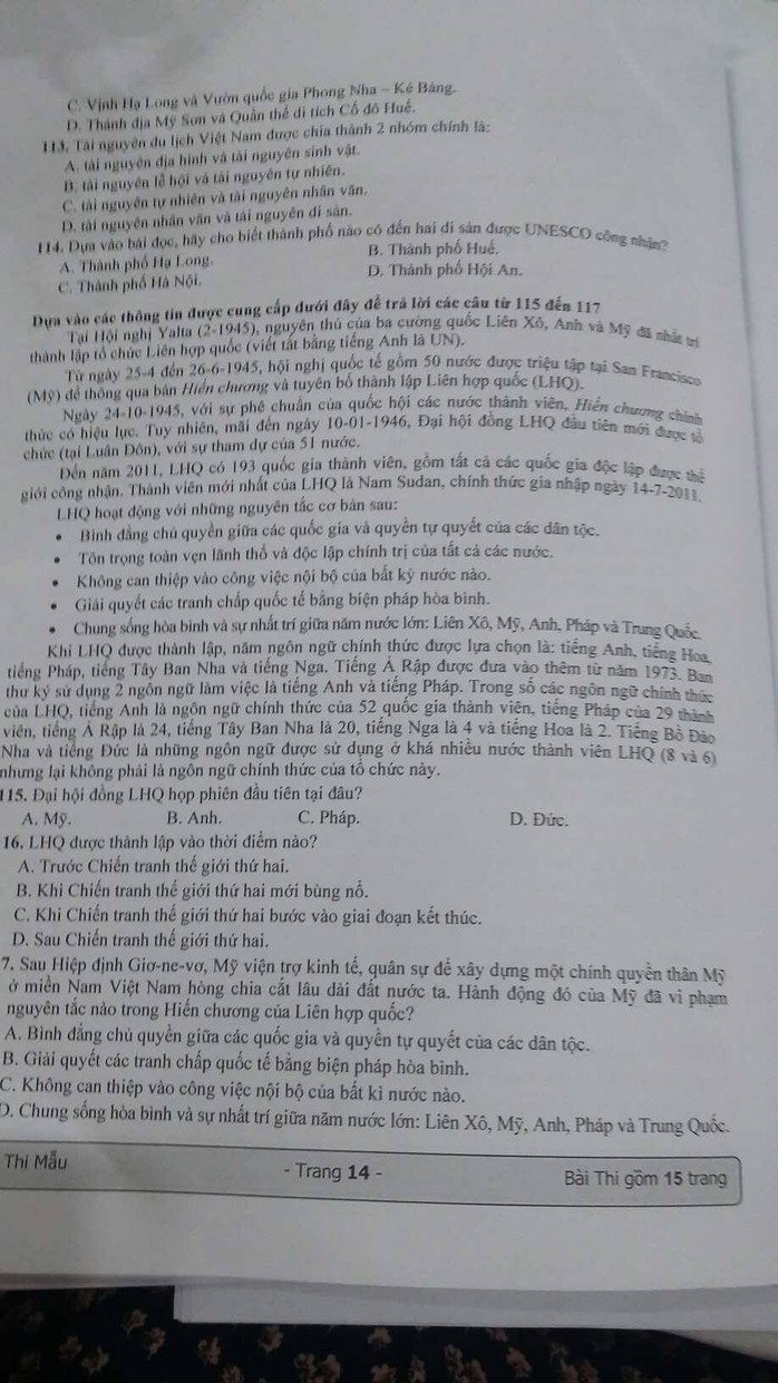 ĐHQG TP HCM công bố đề thi mẫu kỳ thi đánh giá năng lực - Ảnh 14.