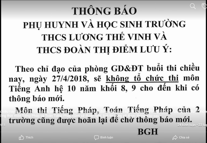 Cần Thơ hoãn thi môn Tiếng Anh vì 1 cán bộ phòng giáo dục bóc trước đáp án? - Ảnh 2.