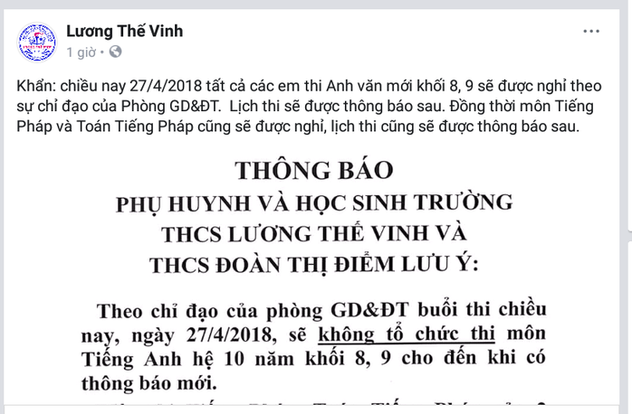 Cần Thơ hoãn thi môn Tiếng Anh vì 1 cán bộ phòng giáo dục bóc trước đáp án? - Ảnh 1.