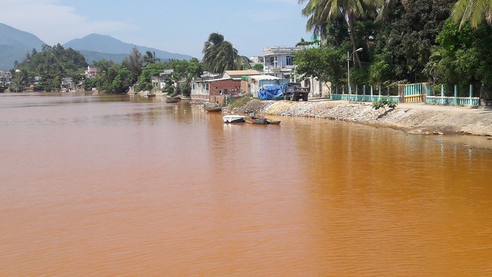 Đà Nẵng: Hơn 8km sông Cu Đê chuyển màu đỏ gạch, người dân lo lắng - Ảnh 3.