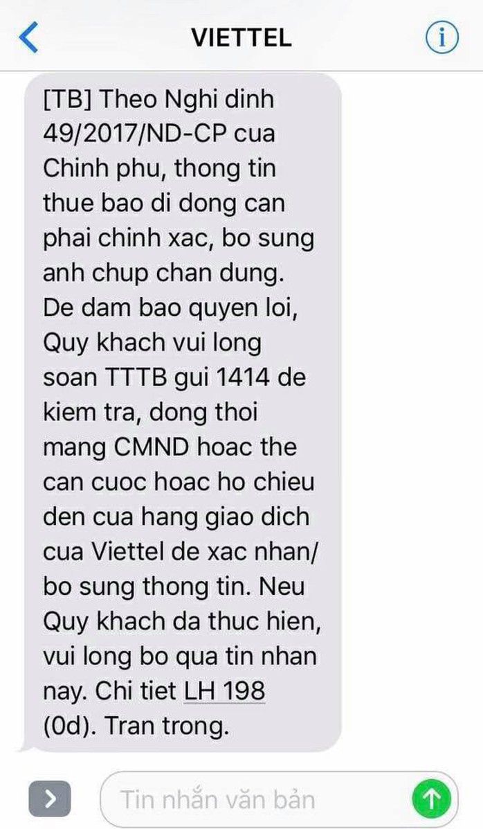 Khách hàng nháo nhào vì Viettel nhắn tin bổ sung ảnh - Ảnh 1.