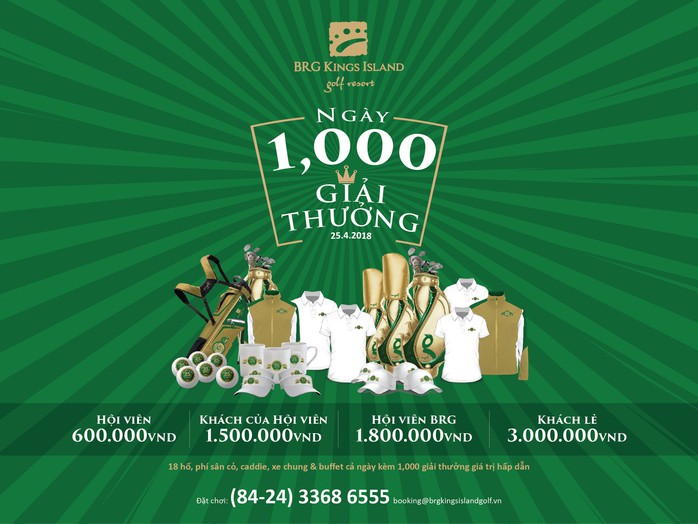 1.000 giải thưởng ngày BRG Kings Island Golf Resort tròn 25 tuổi - Ảnh 1. 1.000 giải thưởng ngày BRG Kings Island Golf Resort tròn 25 tuổi - Ảnh 1.