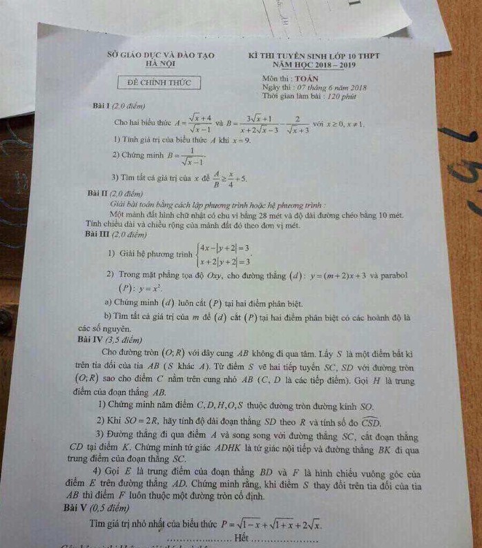 Thi lớp 10 Hà Nội: Sáng lọt đề môn văn, chiều lại nghi lộ đề môn toán - Ảnh 1.