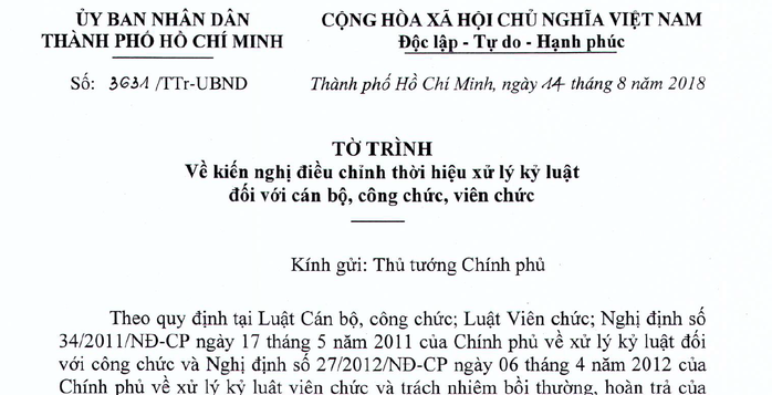 TP HCM kiến nghị Thủ tướng tăng thời hiệu xử lý kỷ luật cán bộ  - Ảnh 1.