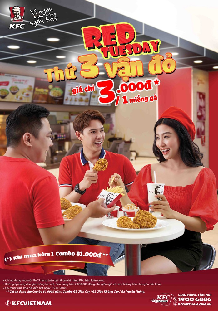 Thứ ba, diện đồ đỏ đi KFC - Ảnh 1. Thứ ba, diện đồ đỏ đi KFC - Ảnh 1.