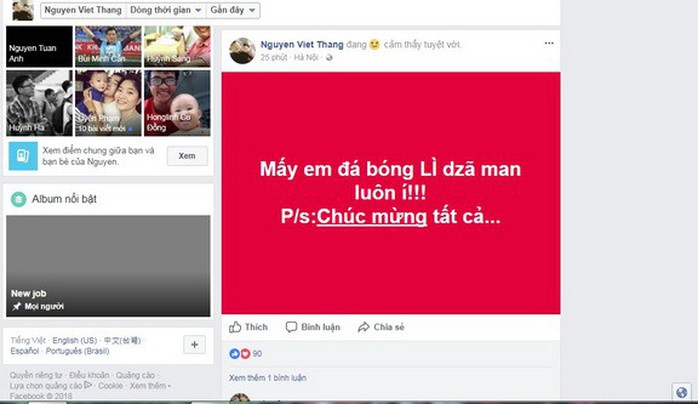 Mạng xã hội Facebook tràn ngập sắc đỏ chiến thắng - Ảnh 3.