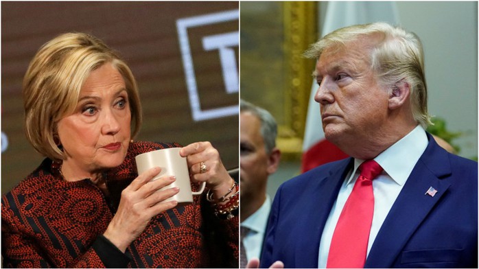 Bà Clinton phản ứng khi bị ông Trump xúi ra tranh cử tổng thống - Ảnh 1.