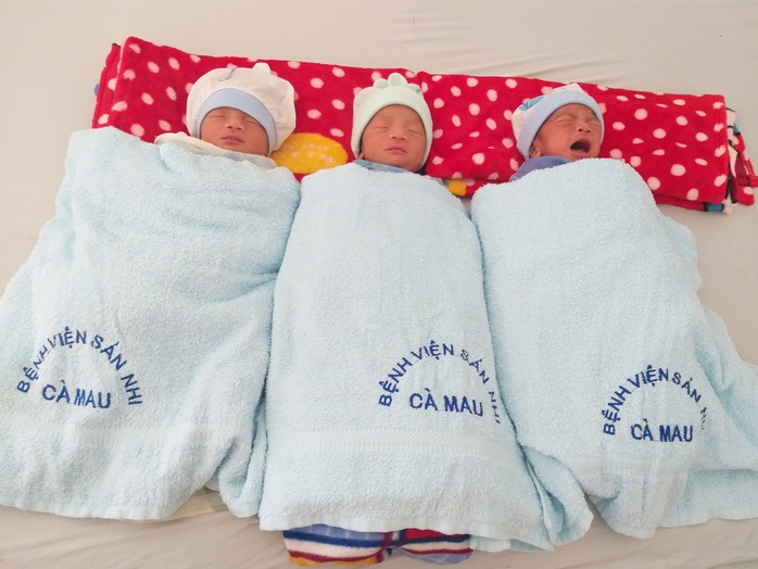 “Rụng tim” với 3 bé trai sinh 3 kháu khỉnh ở Cà Mau - Ảnh 1.