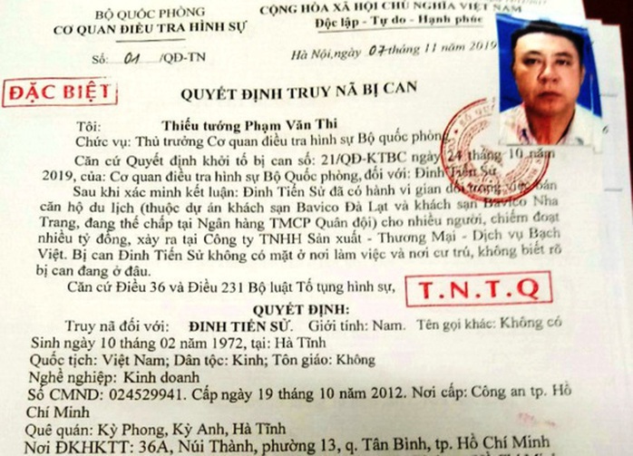 Bắt đối tượng Đinh Tiến Sử bị Bộ Quốc phòng truy nã đặc biệt - Ảnh 2.