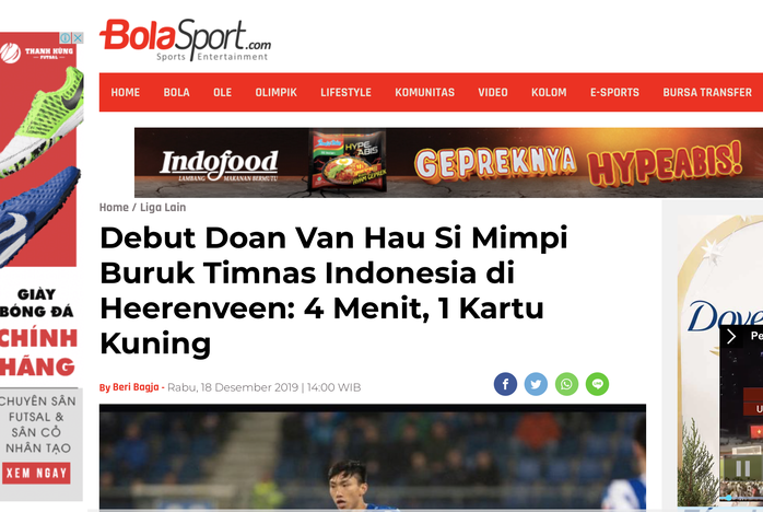 Báo Indonesia mỉa mai Văn Hậu: Cầu thủ đốn Evan Dimas ra mắt 4 phút, nhận 1 thẻ vàng - Ảnh 1.